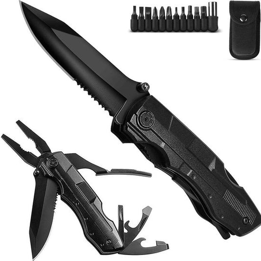 "14-in-1 Multitool Pocket Knife with Carry Case and 9-Piece Bit Set - Knife - Tools - Survival Knife - Hunting Knife - Outdoor - Camping - In Gift Packaging"

Product Name in English: 14-in-1 Multitool Pocket Knife