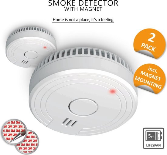 "ELRO FS1805 Smoke Detector 2-Pack with 5-Year Battery and Magnetic Mount - Compliant with European Standard EN14604"
Product Name in English: ELRO FS1805 Smoke Detector