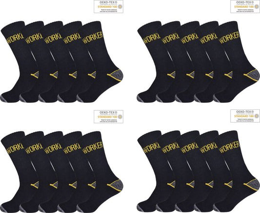 "20-pack Katoenen Werksokken | Maat 43-46 | Zwart | Anti-Slip | Heren- en Damessokken"

Productnaam in het Engels: "20-pack Cotton Work Socks"