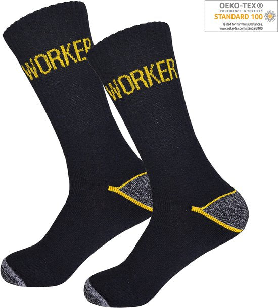 20-Pack Premium Cotton Work Socks | Anti-Slip | Unisex | Size 43-46 | Black