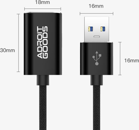 "AdroitGoods USB Verlengkabel 3 meter - USB 3.0 - Zwart" kan worden herschreven als "AdroitGoods USB Verlengkabel - 3 meter lengte - USB 3.0 - Zwart".
De Engelse productnaam zou zijn: "AdroitGoods USB Extension Cable - 3 meter length - USB 3.0 - Black".