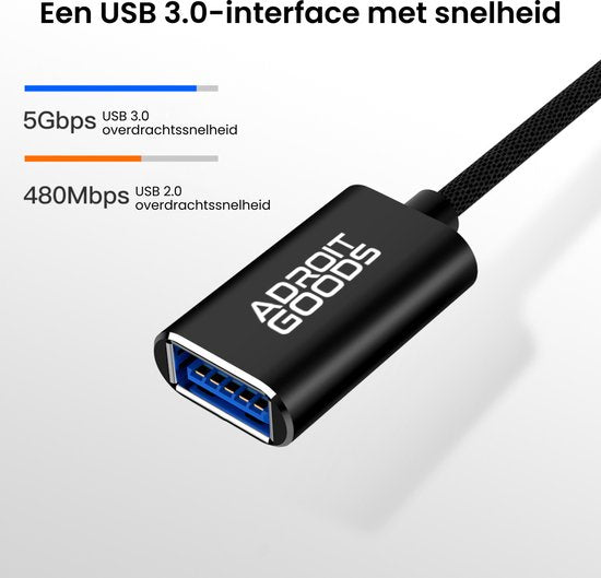 "AdroitGoods USB Verlengkabel 3 meter - USB 3.0 - Zwart" kan worden herschreven als "AdroitGoods USB Verlengkabel - 3 meter lengte - USB 3.0 - Zwart".
De Engelse productnaam zou zijn: "AdroitGoods USB Extension Cable - 3 meter length - USB 3.0 - Black".