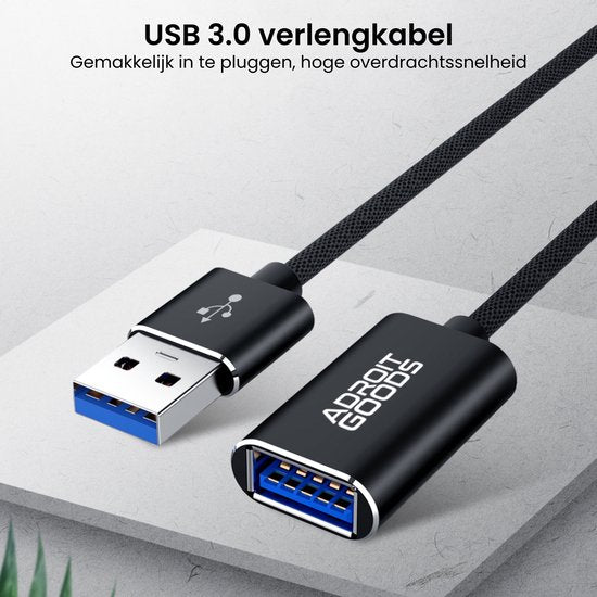 "AdroitGoods USB Verlengkabel 3 meter - USB 3.0 - Zwart" kan worden herschreven als "AdroitGoods USB Verlengkabel - 3 meter lengte - USB 3.0 - Zwart".
De Engelse productnaam zou zijn: "AdroitGoods USB Extension Cable - 3 meter length - USB 3.0 - Black".