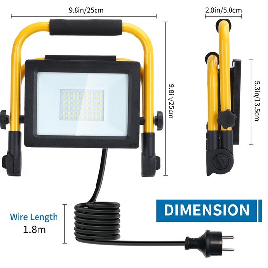 "Aigostar 13VRR LED Werklamp - Bouwlamp - IP44 Stootvast - 30W 2700 lm - 6500K Daglicht wit - incl. 180cm Aansluitstekker"
"Herschreven titel: Aigostar 13VRR LED Werklamp - Bouwlamp - IP44 Stootvast - 30W 2700 lm - 6500K Daglicht wit - inclusief 180cm Aansluitstekker"
"Engelse productnaam: Aigostar 13VRR LED Work Lamp - Construction Lamp - IP44 Impact Resistant - 30W 2700 lm - 6500K Daylight White - incl. 180cm Power Plug"