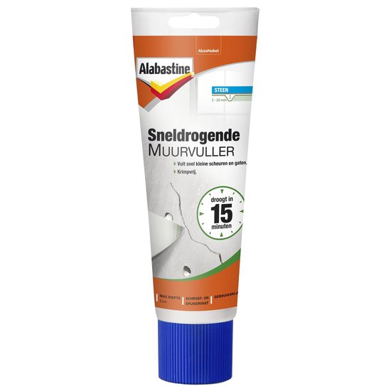 "Alabastine Quick-drying Wall Filler Tube - White - 330 grams"
"Alabastine Quickdrying Wall Filler Tube White 330 grams"