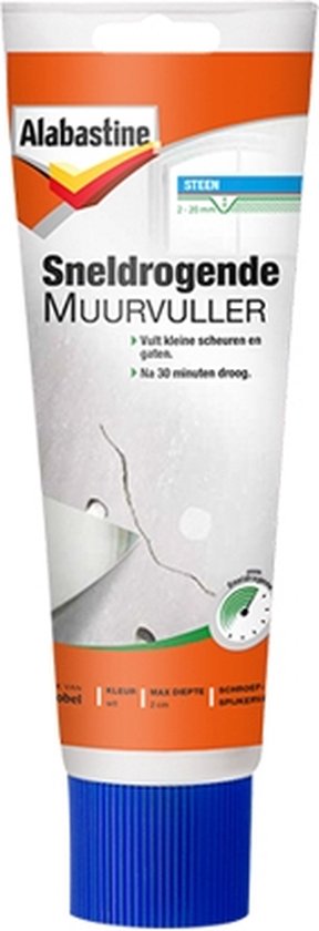 "Alabastine Quick-drying Wall Filler Tube - White - 330 grams"
"Alabastine Quickdrying Wall Filler Tube White 330 grams"