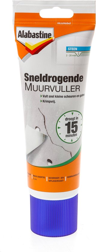 "Alabastine Quick-drying Wall Filler Tube - White - 330 grams"
"Alabastine Quickdrying Wall Filler Tube White 330 grams"