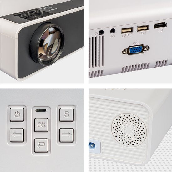 "Auronic Beamer - 4500 Lumen - WiFi - 200 inch Projector - Full HD - HDMI Cable, Remote Control, and Carrying Case - White"
Auronic Beamer