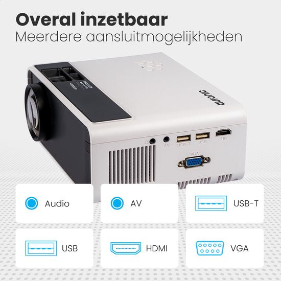 "Auronic Beamer - 4500 Lumen - WiFi - 200 inch Projector - Full HD - HDMI Cable, Remote Control, and Carrying Case - White"
Auronic Beamer