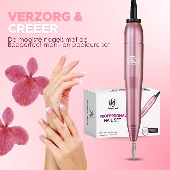 "Beeperfect® Electric Nail File - Nail Drill - Manicure and Pedicure Set - 11 Bits and 60 Sanding Rolls - 4 Extra Accessories"
Electric Nail File