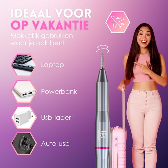 "Beeperfect® Electric Nail File - Nail Drill - Manicure and Pedicure Set - 11 Bits and 60 Sanding Rolls - 4 Extra Accessories"
Electric Nail File