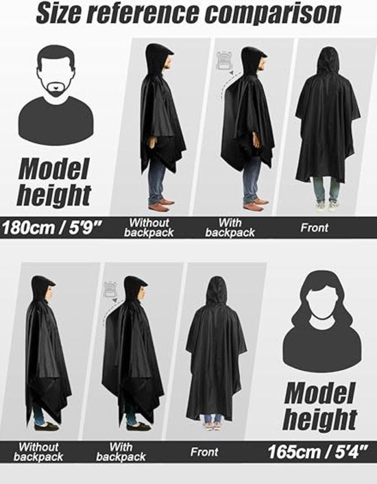 "Waterdichte BOTC Poncho voor Fietsen - Unisex - Zwart"
"BOTC Poncho - Rain Poncho - Bike Poncho - Unisex - Men & Women - Waterproof - Black"