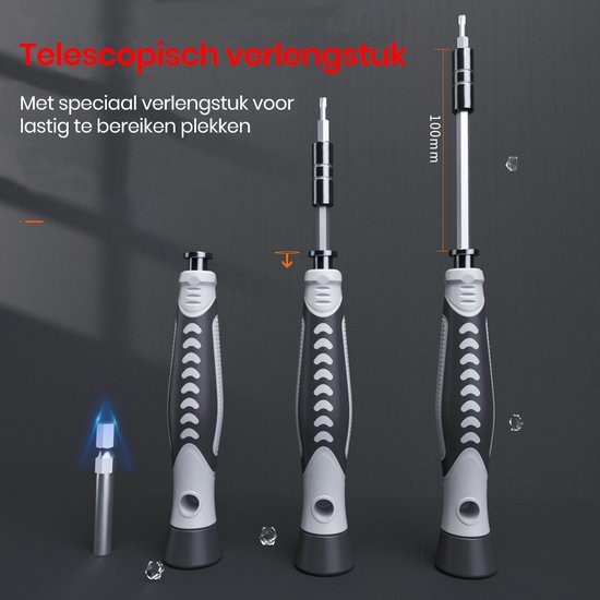 Brute Strength - 117-delige Magnetische Precisie Schroevendraaierset - Gereedschapset met Kleine Schroevendraaiers - Bitset met Torx
Productnaam in het Engels: Brute Strength 117-piece Magnetic Precision Screwdriver Set Tool Kit with Small Screwdrivers and Torx Bits