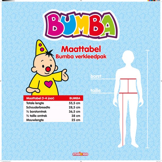Bumba Verkleedkleding voor kinderen van 1 tot 4 jaar - Maat 98/104
Bumba Costume for Kids 1 to 4 years - Size 98/104