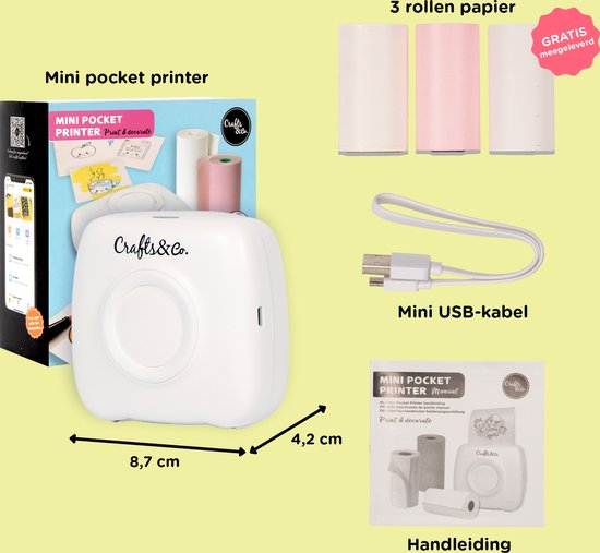 Crafts&Co Mini Pocket Printer - Sticker Printer - Mobile Photo Printer - Christmas Gift - Includes 3x Rolls
Crafts&Co Mini Pocket Printer