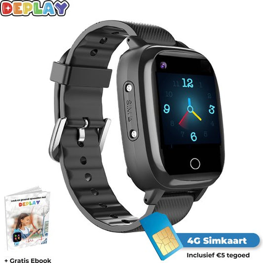 "Zwarte DEPLAY 4G KidsWatch - Smartwatch voor Kinderen met GPS Tracker" 
Productnaam in het Engels: DEPLAY 4G KidsWatch