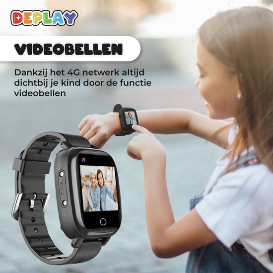 "Zwarte DEPLAY 4G KidsWatch - Smartwatch voor Kinderen met GPS Tracker" 
Productnaam in het Engels: DEPLAY 4G KidsWatch