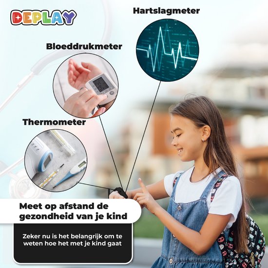 "Zwarte DEPLAY 4G KidsWatch - Smartwatch voor Kinderen met GPS Tracker" 
Productnaam in het Engels: DEPLAY 4G KidsWatch