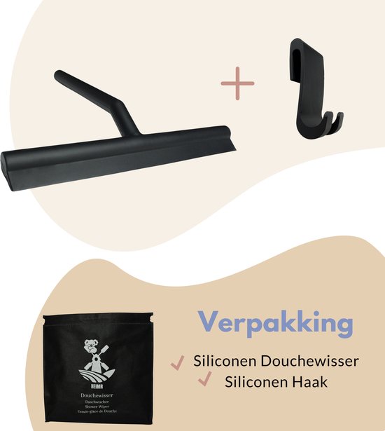 "Douchewisser met Ophangsysteem - Zwart - Badkamer Accessoires - Raamwisser - Trekker Douche - Silicone - Afmetingen: 21cm x 16cm"
English product name: Shower Squeegee with Hanging System - Black