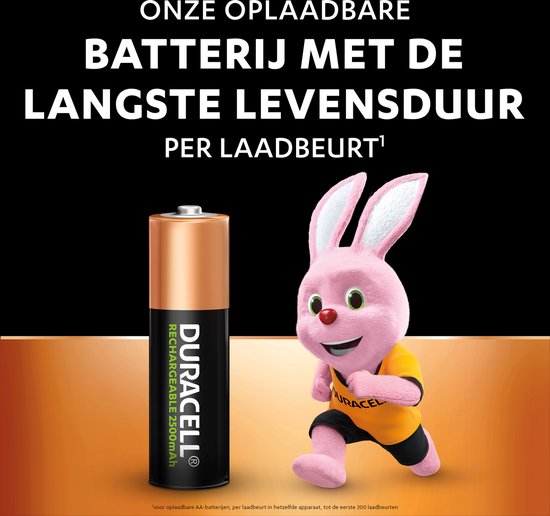Duracell Rechargeable AA 2500mAh Batteries - Pack of 4
Duracell Rechargeable AA 2500mAh Batteries