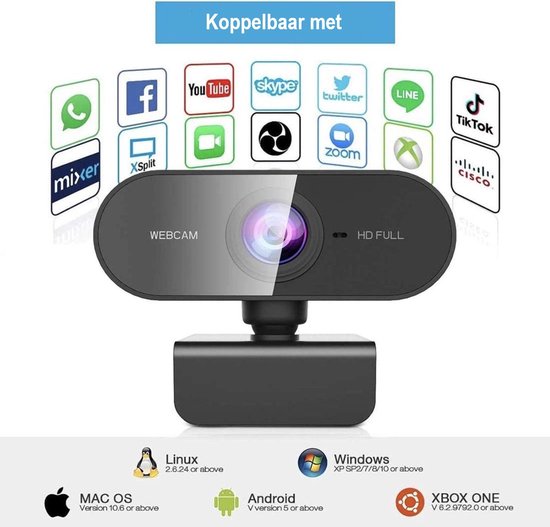 HD 1080P Webcam with Microphone – USB Plug & Play – Privacy Cover – Compatible with Windows & Mac