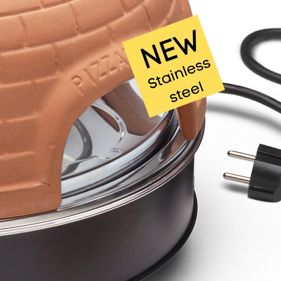 Ultimate 6-Person Pizzarette with Handcrafted Terracotta Dome - 6 Insulated Spatulas - Stainless Steel Baking Plate - Cool Touch