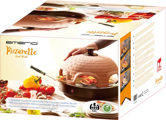 Ultimate 6-Person Pizzarette with Handcrafted Terracotta Dome - 6 Insulated Spatulas - Stainless Steel Baking Plate - Cool Touch