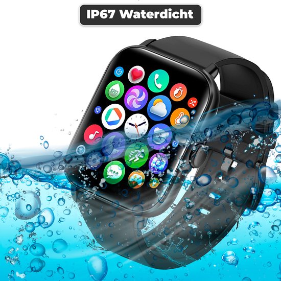 Fance Smartwatch - Sleek Black - Unisex HD Touchscreen Watch with Step Counter, Blood Pressure & Oxygen Monitor - Compatible with iOS & Android