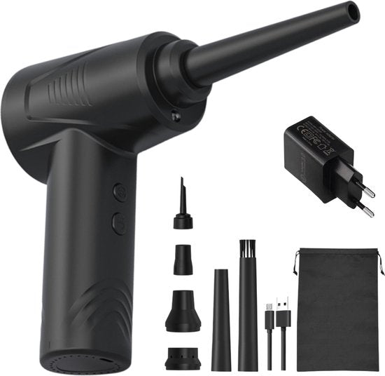 "Rechargeable and Wireless Forgoods Airduster Pro - Blow and Suck - Computer Cleaning - Air Duster - Compressed Air - Dust Cleaner - 55,000 RPM - Black - Includes Plug"
English product name: Forgoods Airduster Pro