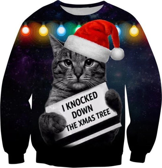 "Funky Christmas Cat with Santa Hat Ugly Christmas Sweater - Size: XL - Christmas Sweater - Men's Christmas Sweater - Women's Christmas Sweater - Ugly Christmas Sweaters - Christmas Outfit - Christmas Clothing - Ugly Christmas Sweater - Crazy Christmas Sweater"
"Funky Christmas Cat with Santa Hat Ugly Christmas Sweater"