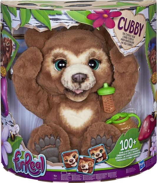 "FurReal Cubby de Beer - Interactieve Knuffel" kan worden herschreven als: "Interactieve Knuffel - FurReal Cubby de Beer". 
De Engelse productnaam zou zijn: "FurReal Cubby the Bear Interactive Plush".