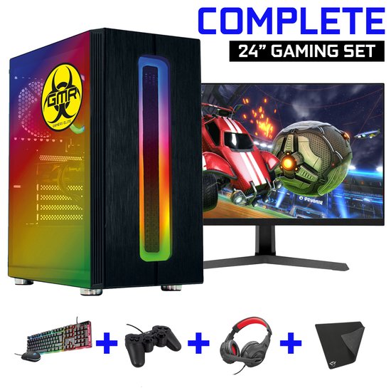 Ultimate Gaming PC Set for Minecraft | Ryzen 3 - Vega 8 - 16GB RAM - 500GB SSD | Includes 24" Monitor, Mouse & Keyboard, Controller, Headset & Mousepad