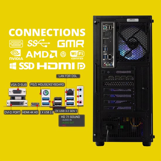 Ultimate Gaming PC Set for Minecraft | Ryzen 3 - Vega 8 - 16GB RAM - 500GB SSD | Includes 24" Monitor, Mouse & Keyboard, Controller, Headset & Mousepad