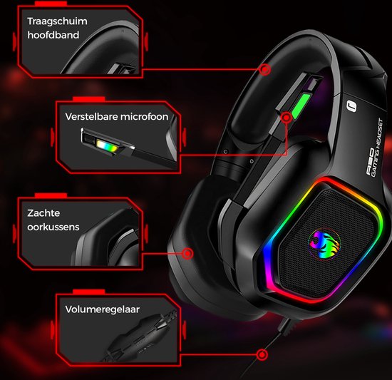 "Gaming Headset with Microphone - Compatible with PS4, PS5, Xbox One, Xbox Series, and PC - 7.1 Surround Sound"
Productnaam in het Engels: Gaming Headset with Microphone