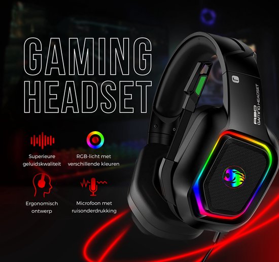 "Gaming Headset with Microphone - Compatible with PS4, PS5, Xbox One, Xbox Series, and PC - 7.1 Surround Sound"
Productnaam in het Engels: Gaming Headset with Microphone