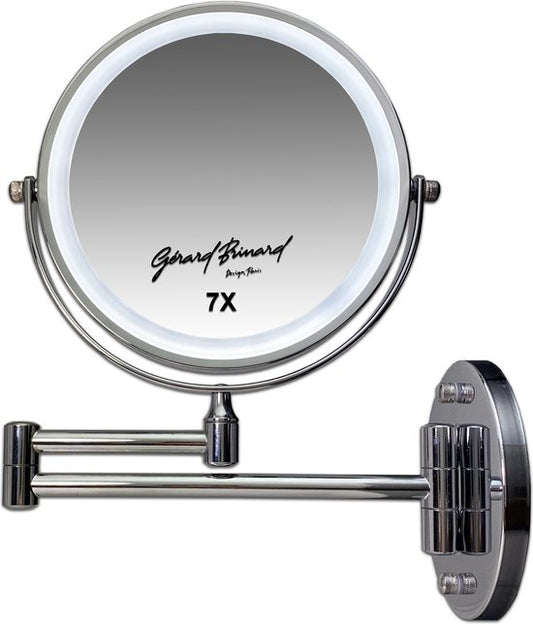 "Gerard Brinard Rechargeable Metal Illuminated Wall Swivel Arm Bathroom LED Mirror, Dimmable Chrome, Double-Sided Illumination, 7x Magnification 18cm Diameter, Power Cable (USB)"
Product Name in English: Gerard Brinard Rechargeable Metal Illuminated Wall Swivel Arm Bathroom LED Mirror