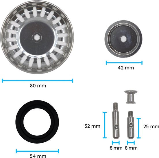 "80mm Kitchen Sink Drain Stopper - Drain Plug - Basket Plug - Universal - Sink Strainer - Plunger - Strainer - Sink Plug - 1 Piece - Stainless Steel"
Kitchen Sink Drain Stopper