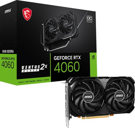 MSI GEFORCE RTX 4060 VENTUS 2X BLACK 8G OC NVIDIA Graphics Card
MSI GEFORCE RTX 4060 VENTUS 2X BLACK 8G OC NVIDIA