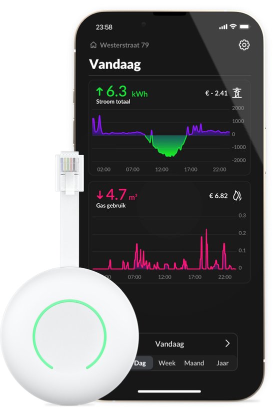 "Monitor your Energy Consumption with HomeWizard Wi-Fi Energy Monitor - P1 Meter - Gain Insight into your Power Usage via App"
Product Name in English: HomeWizard Wi-Fi Energy Monitor P1 Meter