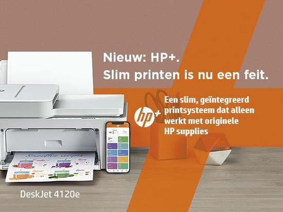 HP DeskJet Plus 4120e - All-in-One Printer - geschikt voor Instant Ink
HP DeskJet Plus 4120e All-in-One Printer with Instant Ink Compatibility
Productnaam in het Engels: HP DeskJet Plus 4120e