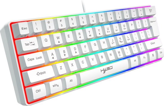"HXSJ V700 RGB Membraan Bedraad Gaming Toetsenbord - 61 Toetsen - Qwerty - Wit"
Productnaam in het Engels: HXSJ V700 RGB Membrane Wired Gaming Keyboard - 61 Keys - Qwerty - White