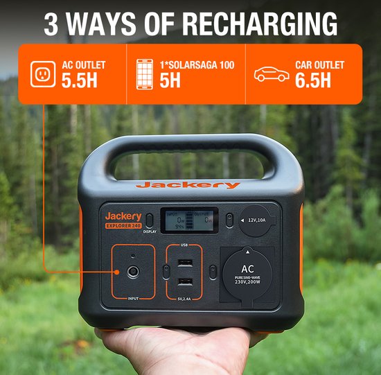 Draagbaar Powerstation Jackery Explorer 240 - Powerbank met 230V Power Station Generator
Jackery Explorer 240