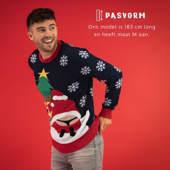Santa's Naughty Christmas Sweater - Fun Holiday Gift for Adults - Unisex - XL - Blue
