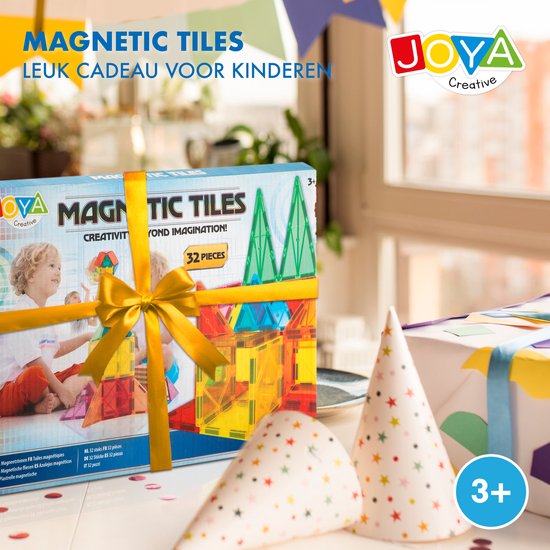 Joya Creative Magnetic Tiles - 32-Piece Construction Toy - Magnetic Toy - Magnetic Building Blocks - Sustainable Toy
Joya Creative Magnetic Tiles