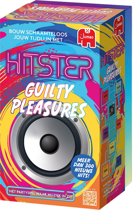 "Jumbo Hitster Guilty Pleasures Party Game - Action Game Dutch Version"
Product Name in English: Jumbo Hitster Guilty Pleasures Party Game