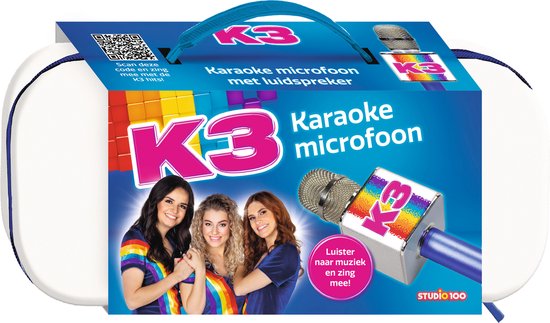 K3 Karaoke Microfoon met Geluidseffecten en Luidspreker wordt herschreven als: "K3 Karaoke Microfoon met Geluidseffecten en Ingebouwde Luidspreker".
De Engelse productnaam zonder leestekens is: "K3 Karaoke Microphone with Sound Effects and Built-in Speaker".