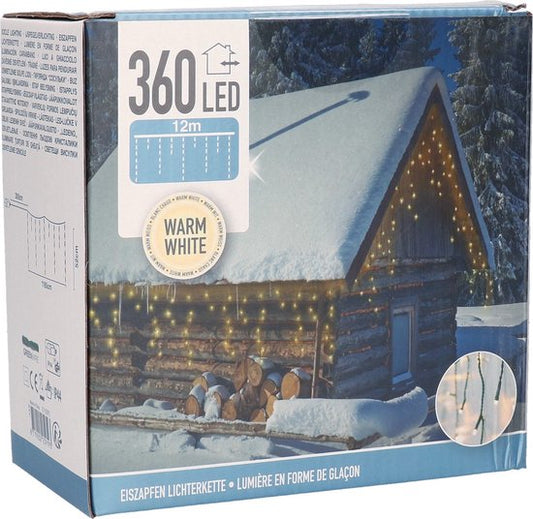 Christmas Lights - Icicle - Light Curtain - 12 meters - Icicle - 360 LEDs - Warm White - for Indoor & Outdoor
Icicle Light Curtain