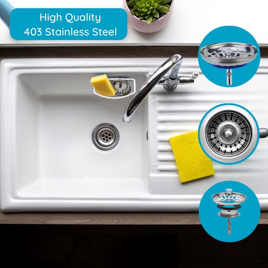 "84mm Kitchen Sink Strainer - Drain Plug - Universal - Sink Sieve - Unblocker - Stainless Steel - 1 Piece"
"Kitchen Sink Strainer"