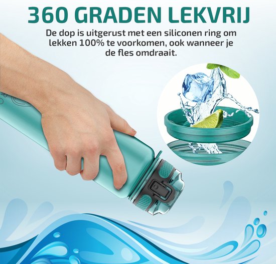 "Lekro Water Bottle with Time Markings - Motivational 1 Liter Drinking Bottle - BPA Free - Christmas Gift"
Product Name in English: Lekro Water Bottle with Time Markings