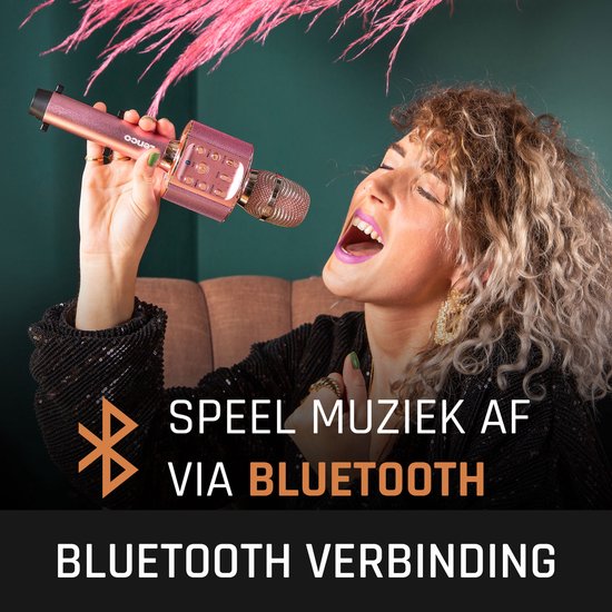 Bluetooth Karaoke Microphone with Speaker and Lighting - Pink. 
Lenco BMC-090PK.